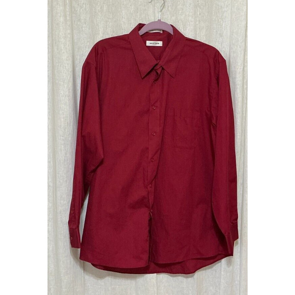 Pierre Cardin Mens Red Long Sleeve Button Down Shirt Size XL - Picture 1 of 6